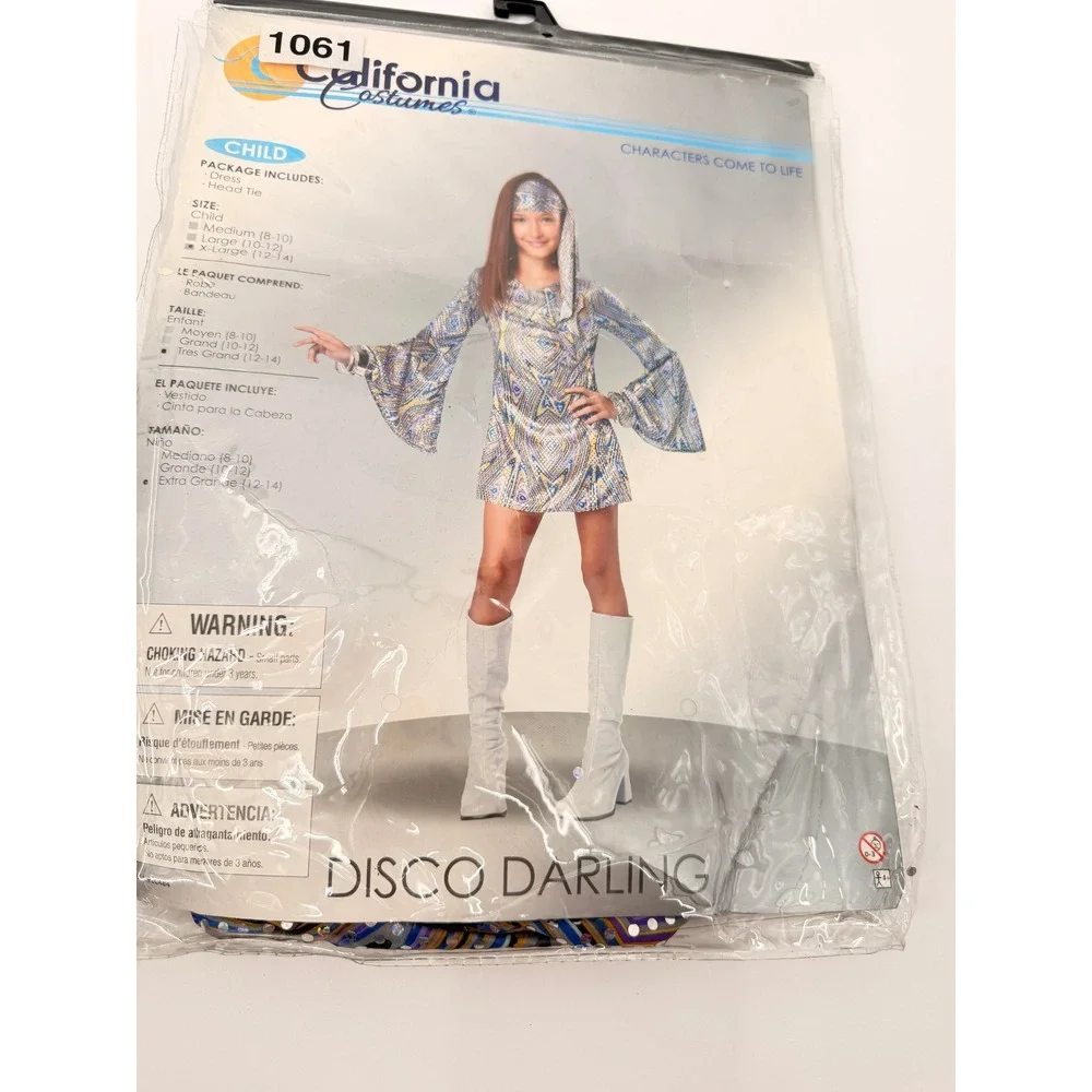 California Costumes Disco Darling Girl Size M 8-10 Multi 70s Retro Halloween